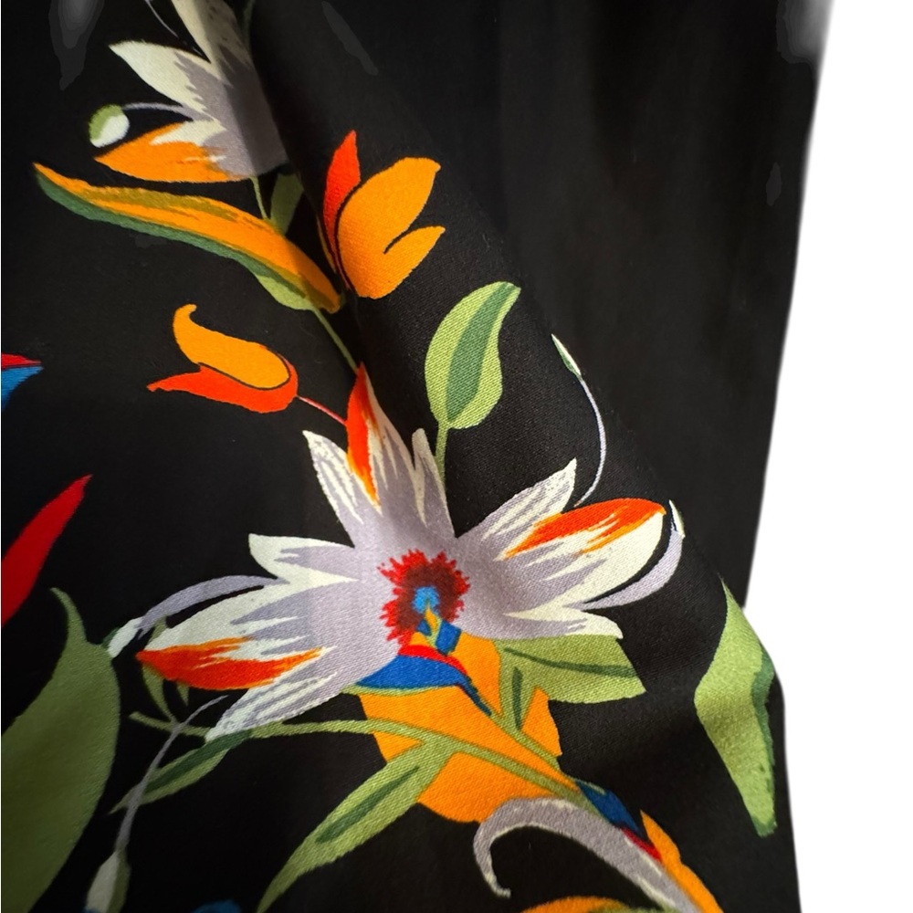 Eva Rose Black Floral V-Neck Fit & Flare 100% Cotton Retro Garden Party dress - Picture 8 of 15